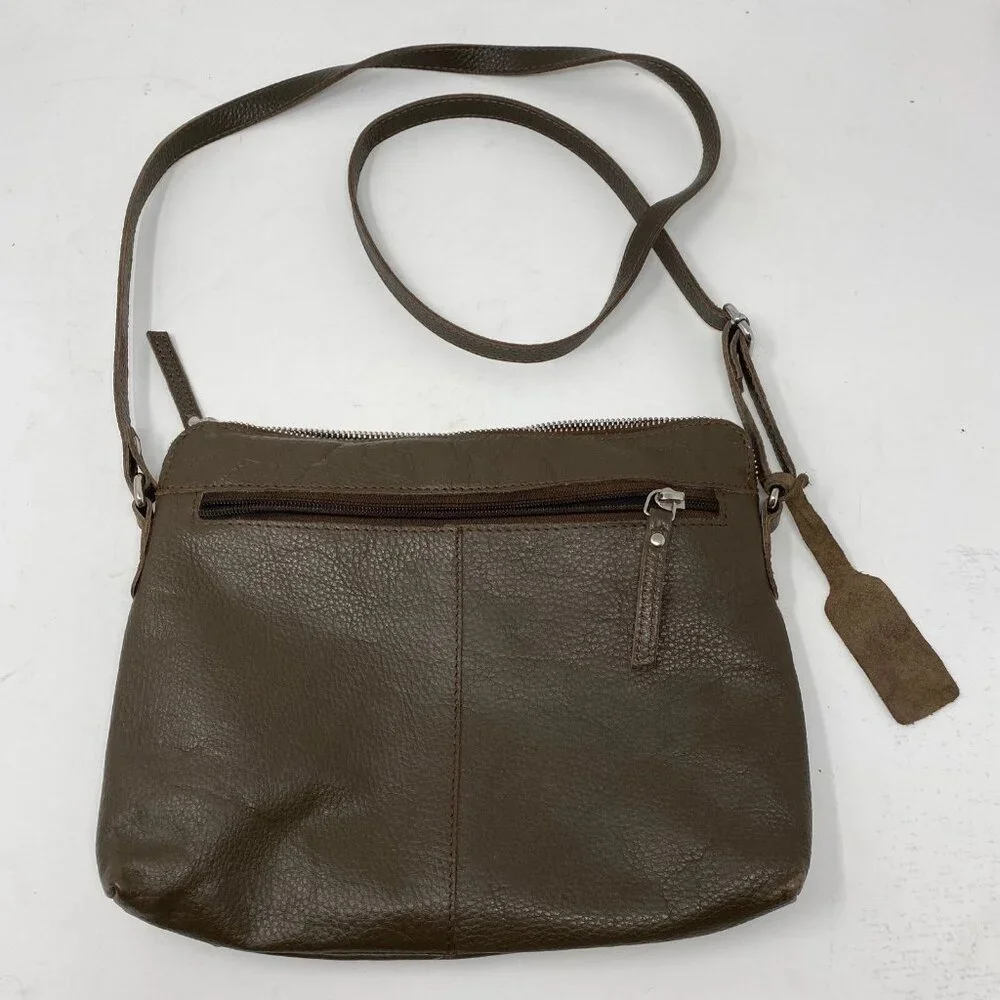 Wise Owl Dark Brown Real Leather Crossbody Handbag - Picture 2 of 16